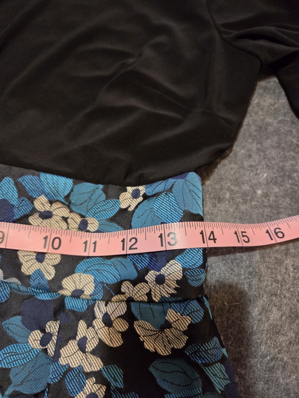 Adrianna Papell Dress Black with Blue Floral Fit-and-Flare Skirt - Picture 9 of 10